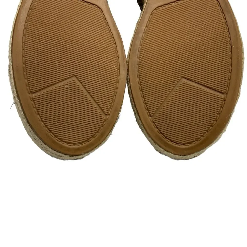 Marc Fisher Landela Tan Leather  D'Orsay Espadrille Wedge Sandals Size 8